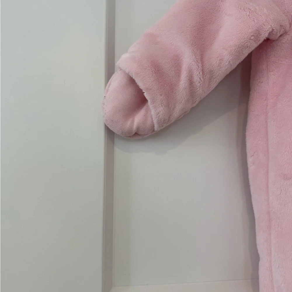 Carter's Light Pink Plush Hooded Footed One-Piece